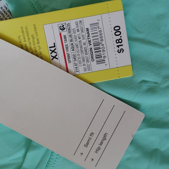 NWT All in Motion Women's Sprint Free Tank Top Aqua Blue Size XXL - Picture 7 of 7